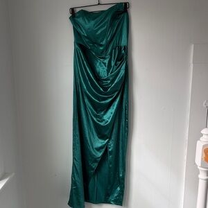 Emerald Green Strapless Satin Gown
